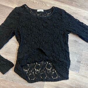 Calvin Klein Black Lace Long Sleeve Top